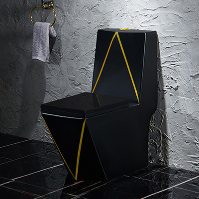 Einteilige Ganzwäsche-gesundheitliches Waren-Toiletten-Schwarz-Goldgrafikdesign