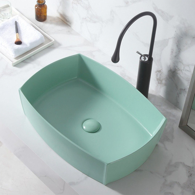 Gegenspitzenbecken-keramische Wanne Matte Light Green Color des Quadrat-12L