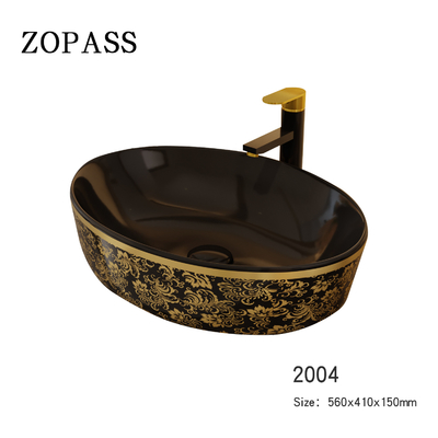 Gold galvanisieren oberste runde Form Art Sanitary Ware Basin Tables