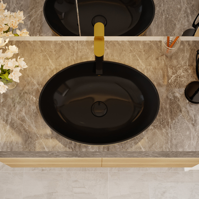 Gold galvanisieren oberste runde Form Art Sanitary Ware Basin Tables