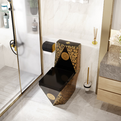 Keramische schwarze goldene einteilige Toiletten-Wand Hung Easy Clean Siphonic