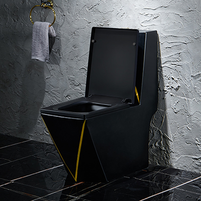 Einteilige Ganzwäsche-gesundheitliches Waren-Toiletten-Schwarz-Goldgrafikdesign