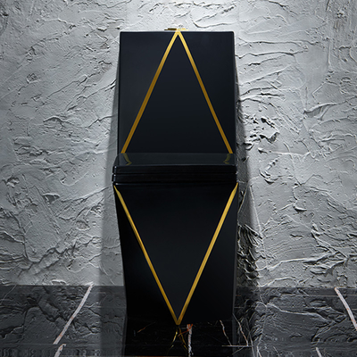 Einteilige Ganzwäsche-gesundheitliches Waren-Toiletten-Schwarz-Goldgrafikdesign