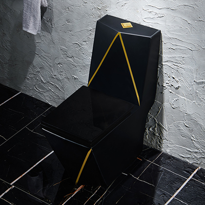 Einteilige Ganzwäsche-gesundheitliches Waren-Toiletten-Schwarz-Goldgrafikdesign