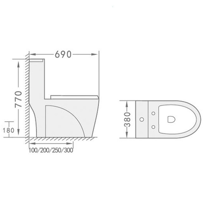 300mm 400mm, die in einteilige Toiletten-gesundheitlichem Waren WC Siphonic skizzieren