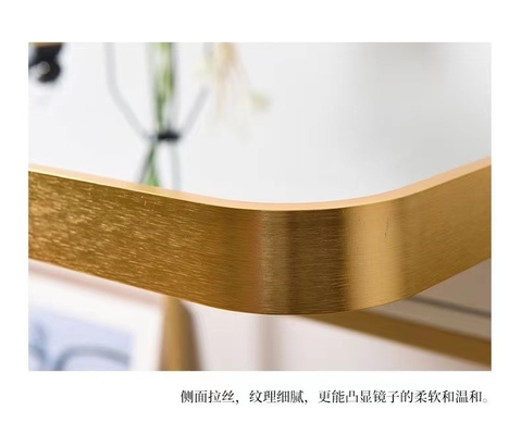 Asphaltieren gestaltete LED Badezimmer-Aluminiumspiegel des Rechteck-Matt Gold Color
