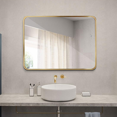 Asphaltieren gestaltete LED Badezimmer-Aluminiumspiegel des Rechteck-Matt Gold Color