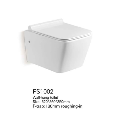 Weißer Farbvertrags-randlose Wand Hung Toilet Gravity Flushing