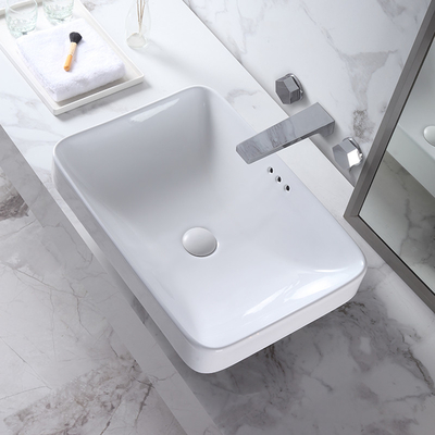 Tischplatte-Becken-Badezimmer-Wannen-keramische Farbweiße Gegenspitzenhand rechteckiger Art Wash Basin
