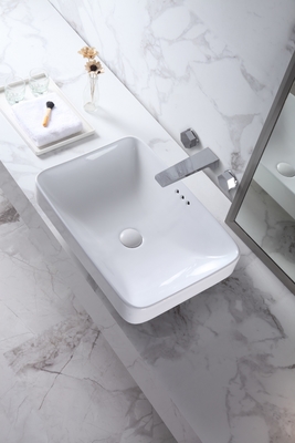 Tischplatte-Becken-Badezimmer-Wannen-keramische Farbweiße Gegenspitzenhand rechteckiger Art Wash Basin