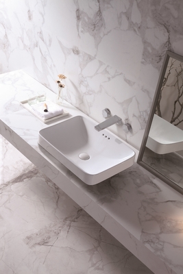 Tischplatte-Becken-Badezimmer-Wannen-keramische Farbweiße Gegenspitzenhand rechteckiger Art Wash Basin