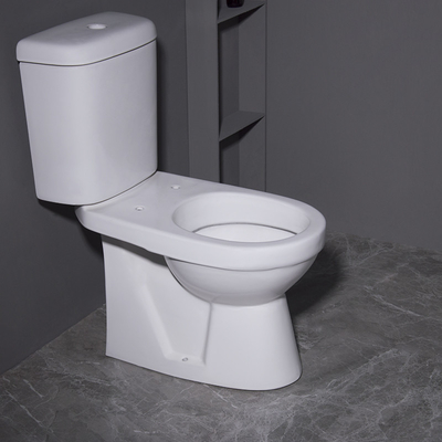 Weißer Ganzwäsche-Abschluss verband Doppelerröten zweiteiliges Toiletten WC S Blockier