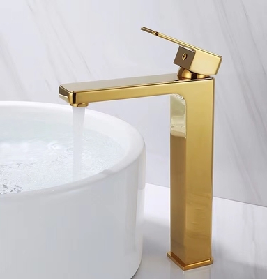 Goldener gesundheitlicher Waren-Poliermessinghahn-einzelner Griff-Waschbecken-Hahn