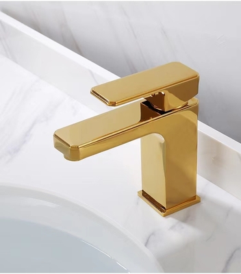 Goldener gesundheitlicher Waren-Poliermessinghahn-einzelner Griff-Waschbecken-Hahn