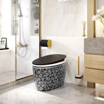 Schwarze runde Druckdosen-ebene intelligente intelligente Toiletten-Selbsttätigkeit
