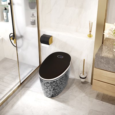 Schwarze runde Druckdosen-ebene intelligente intelligente Toiletten-Selbsttätigkeit