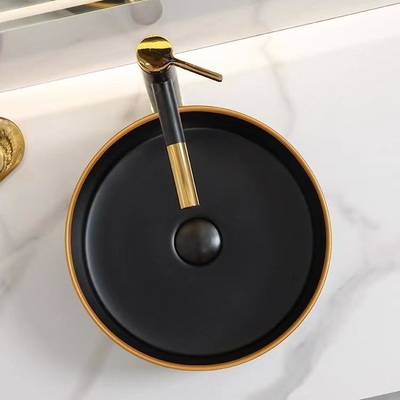 Countertop-keramisches rundes keramisches Waschbecken Matte Shiny Black Color