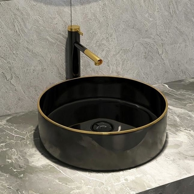 Countertop-keramisches rundes keramisches Waschbecken Matte Shiny Black Color