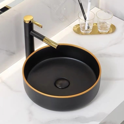 Countertop-keramisches rundes keramisches Waschbecken Matte Shiny Black Color