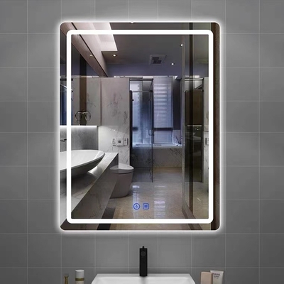 Intelligente hintergrundbeleuchtete LED Wand des kundenspezifischen rechteckigen Frameless Badezimmer-Spiegel-